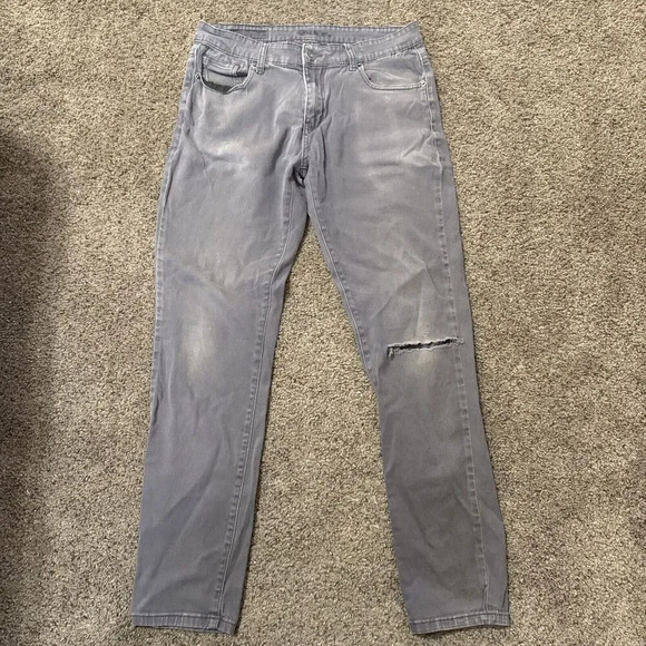 Vtg Y2K Carbon Jeans Mens 32x32 Faded Distressed Embroidered Skater Grunge Goth - Picture 1 of 11